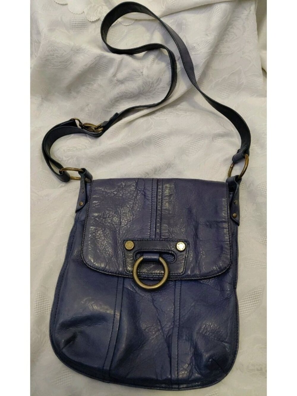 Marc New York Blue Leather Flap Cross Body Bag